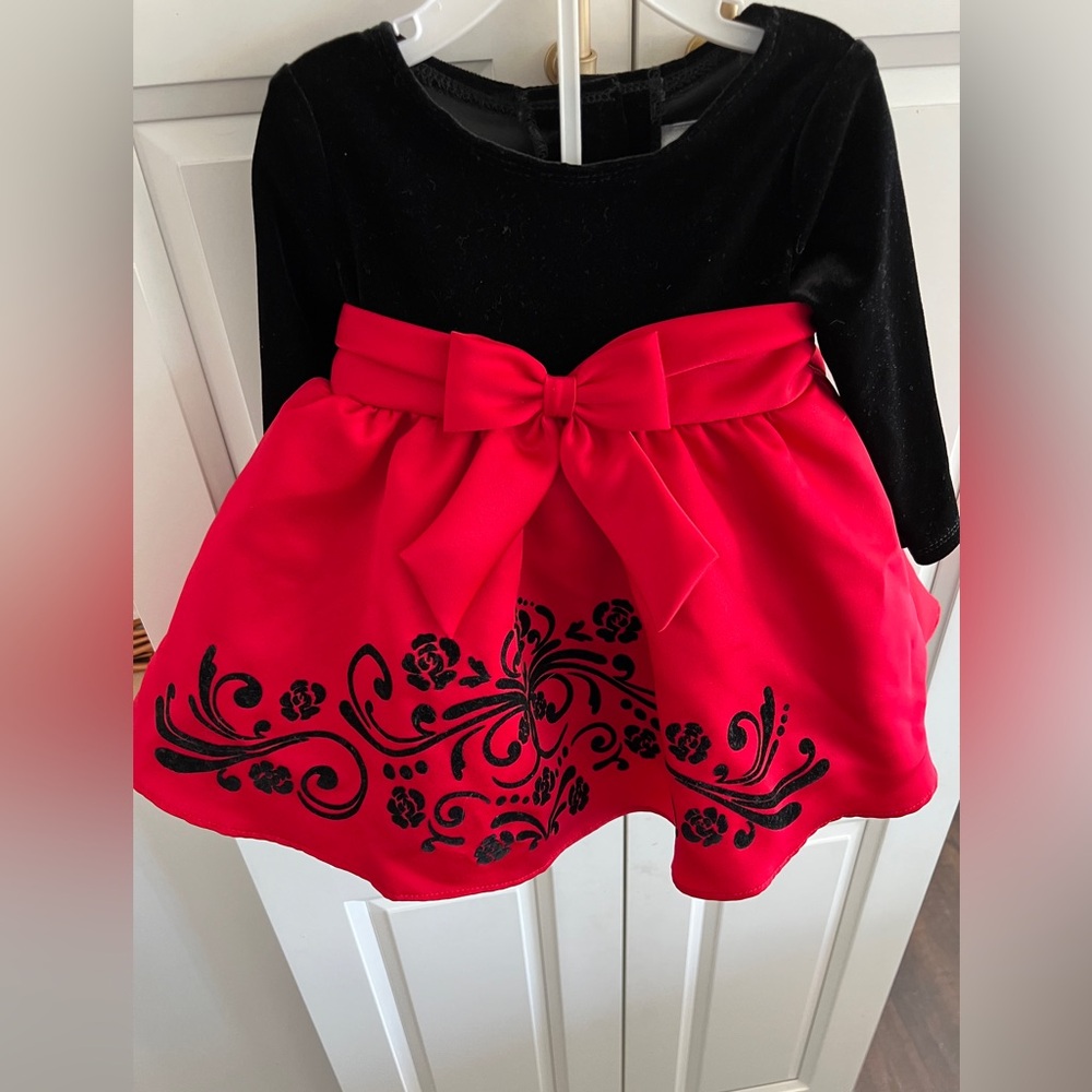 Elegant Red and Black baby girl Dress